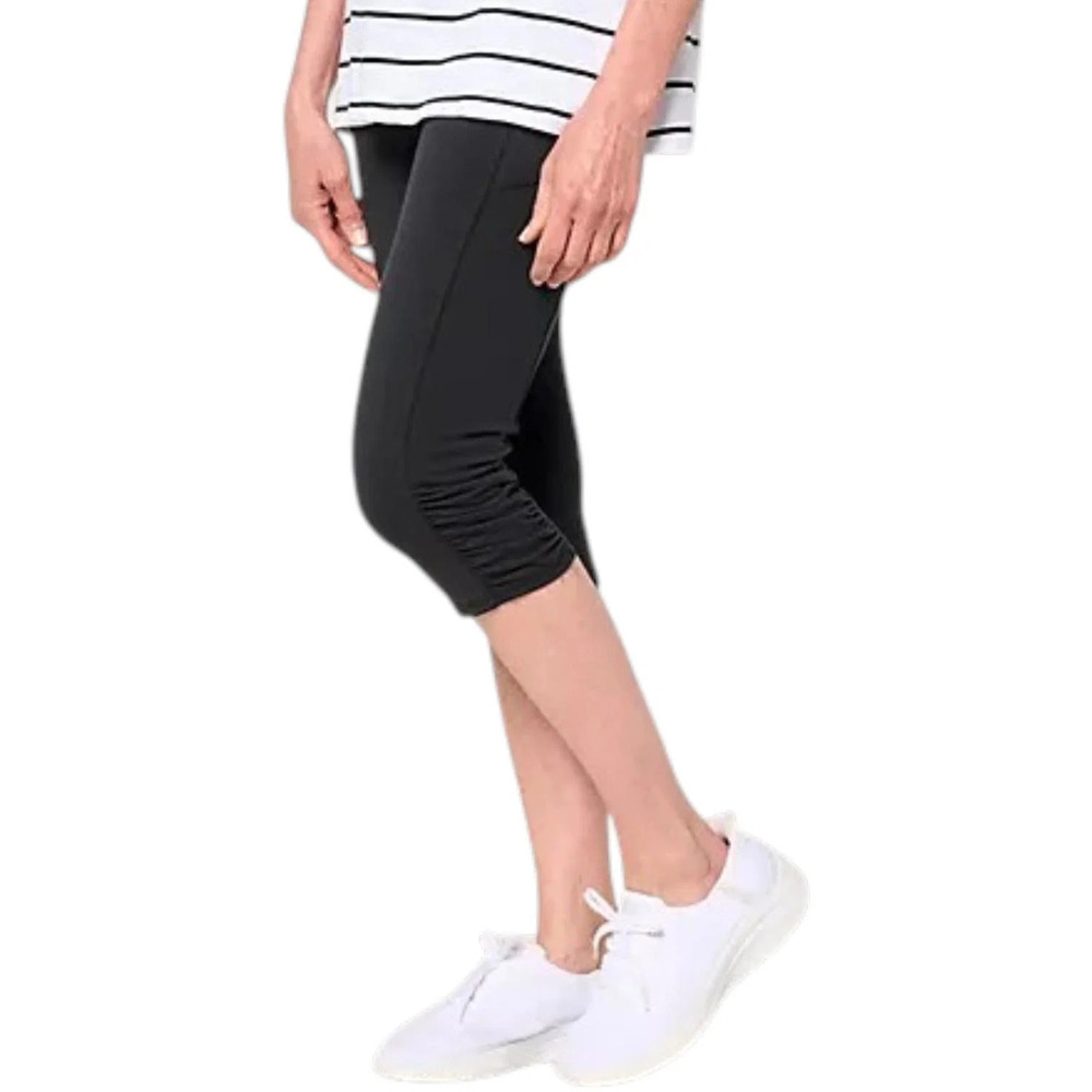 Duo Stretch Active Women's Duo Stretch Skimmer w/ Ruched Hem Black - Petite